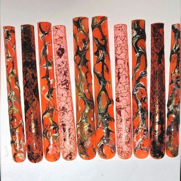 Hand crafted custom print 10pc 5xl acrylic press on nails sz Medium - Picture 1 of 8